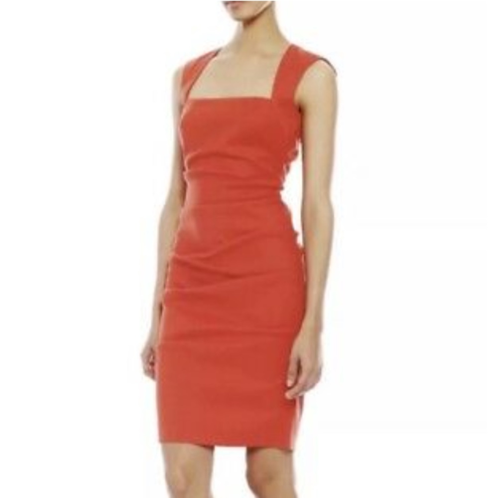 Nicole Miller Linen Blend Ruched Dress, Like New